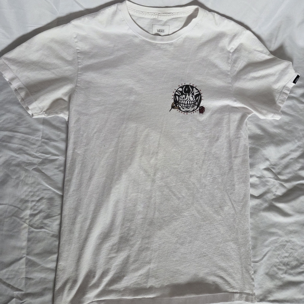 Vans White Skull Print Men's Tee